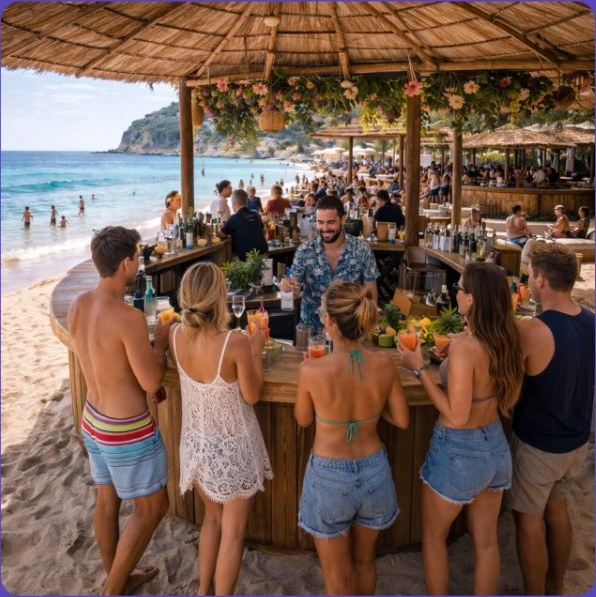 Gæster ved en strandbar